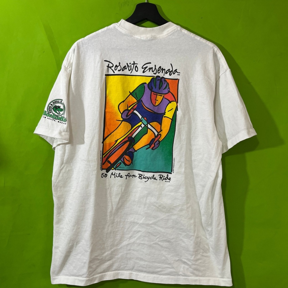Vintage 1996 Rosarito Ensenada 50 Mile Bicycle Ride Shirt Tee Jays Mens XL White